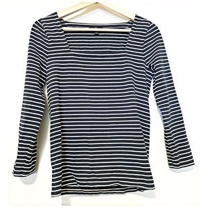 J.Crew Square Neck 3/4 Sleeve Striped Top, XS